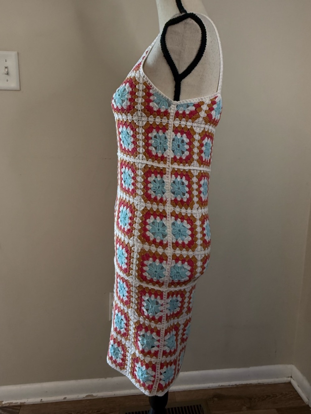 Willow & Wind boho crochet midi sundress blue tan red white SZ XS - Picture 3 of 12